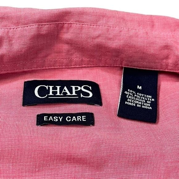 CHAPS Men’s Light Red Long Sleeve Button Down Shirt sz M - Picture 3 of 9